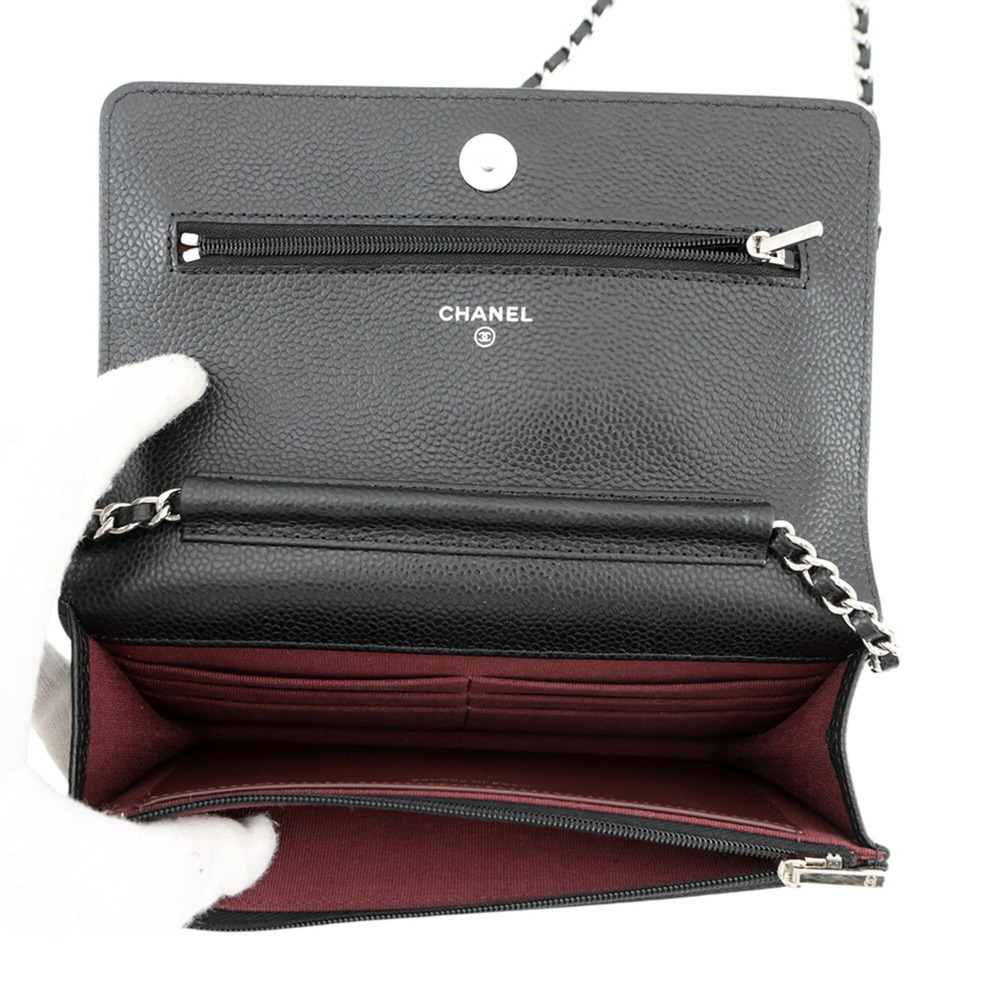 CHANEL Black Caviar Leather Logo Wallet - Picture 6 of 12